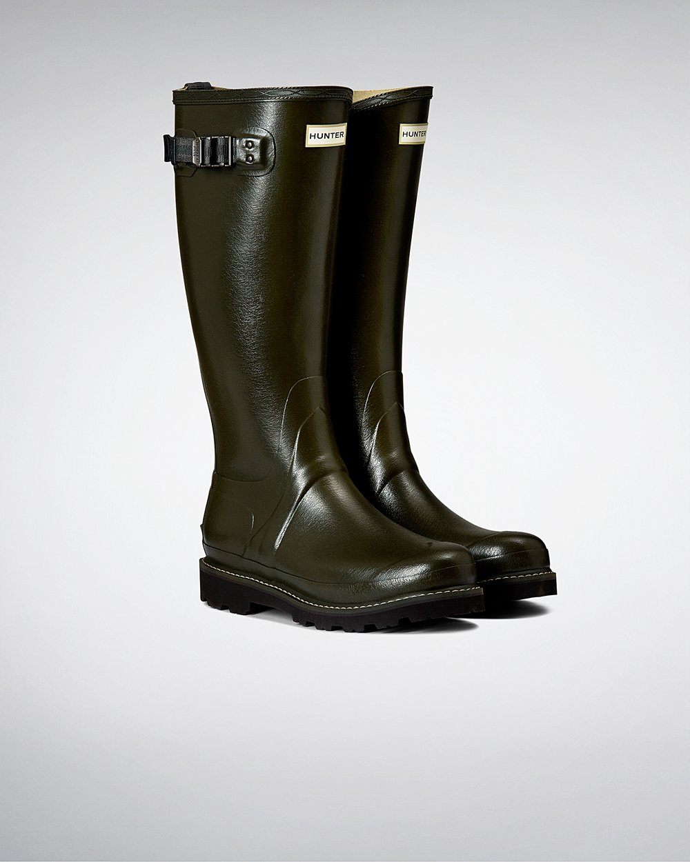 Bottes Hautes de Pluie Hunter Balmoral Poly-Lined Femme Vert Foncé Olive TWNOPBU-74